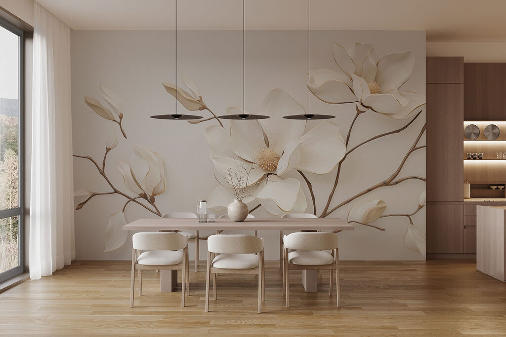 Witte magnolia op twijgen — interieur 3