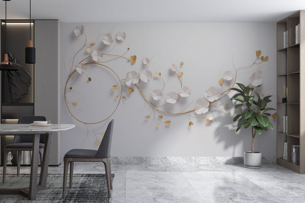 Fijne bloemen en golvende takken die met elkaar verstrengeld zijn — interieur 2