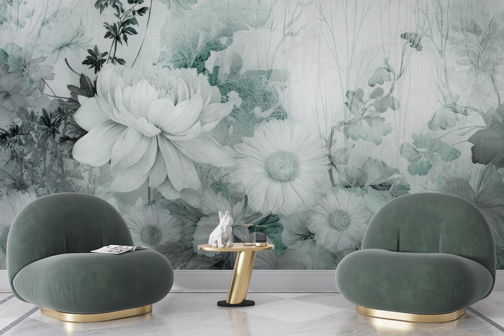Bloemen tegen oude penseelsporen — interieur 1