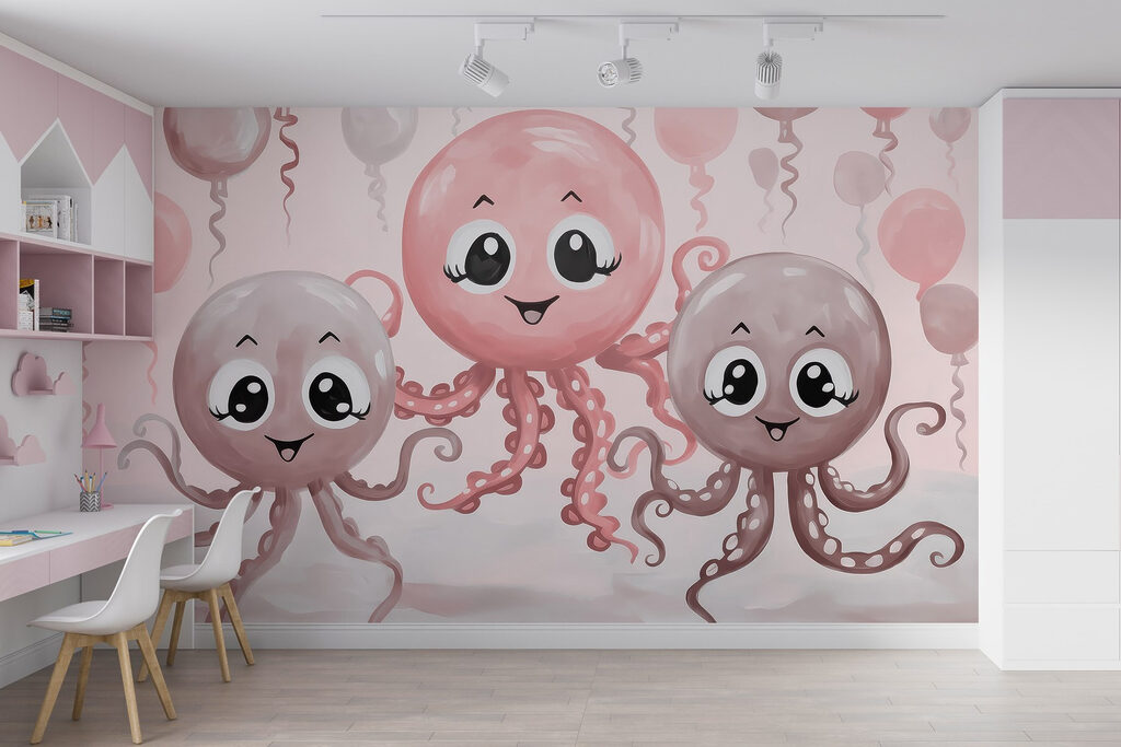 Drie octopusjes onder ballonnen — interieur 1