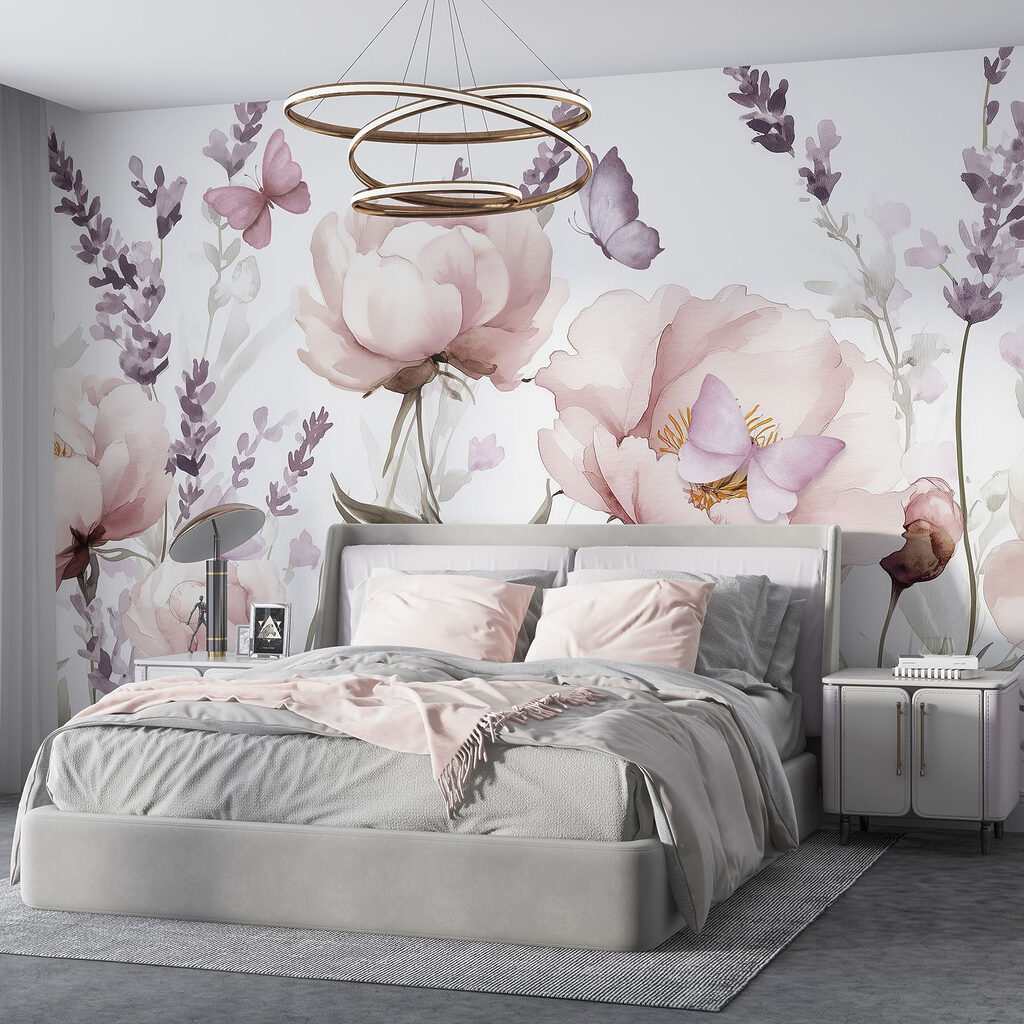 Schilderij van bloemen en vlinders — interieur 2