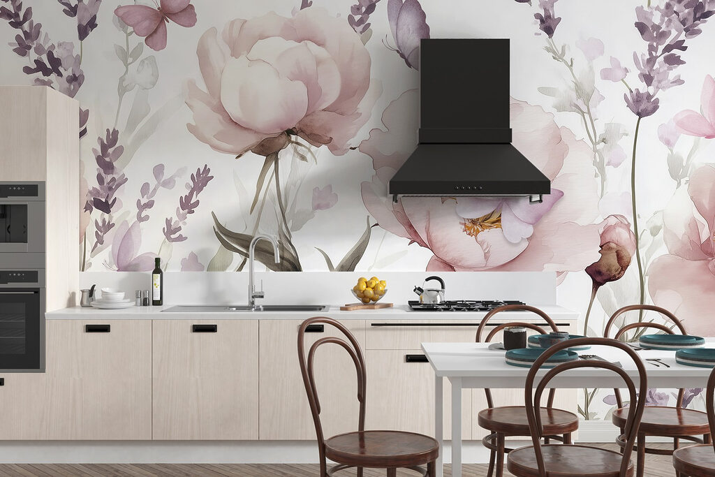 Schilderij van bloemen en vlinders — interieur 4