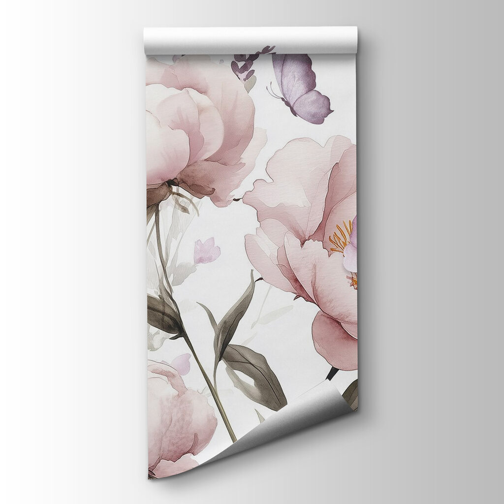 Schilderij van bloemen en vlinders — productweergave