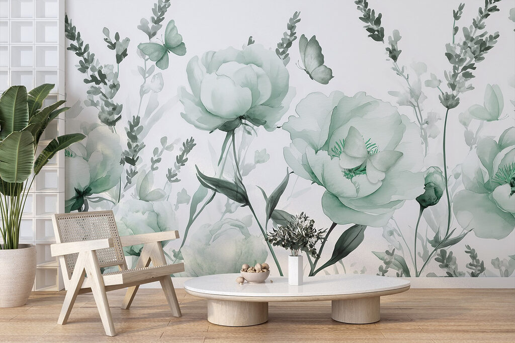 Vlinders tussen volle bloemen — interieur 1