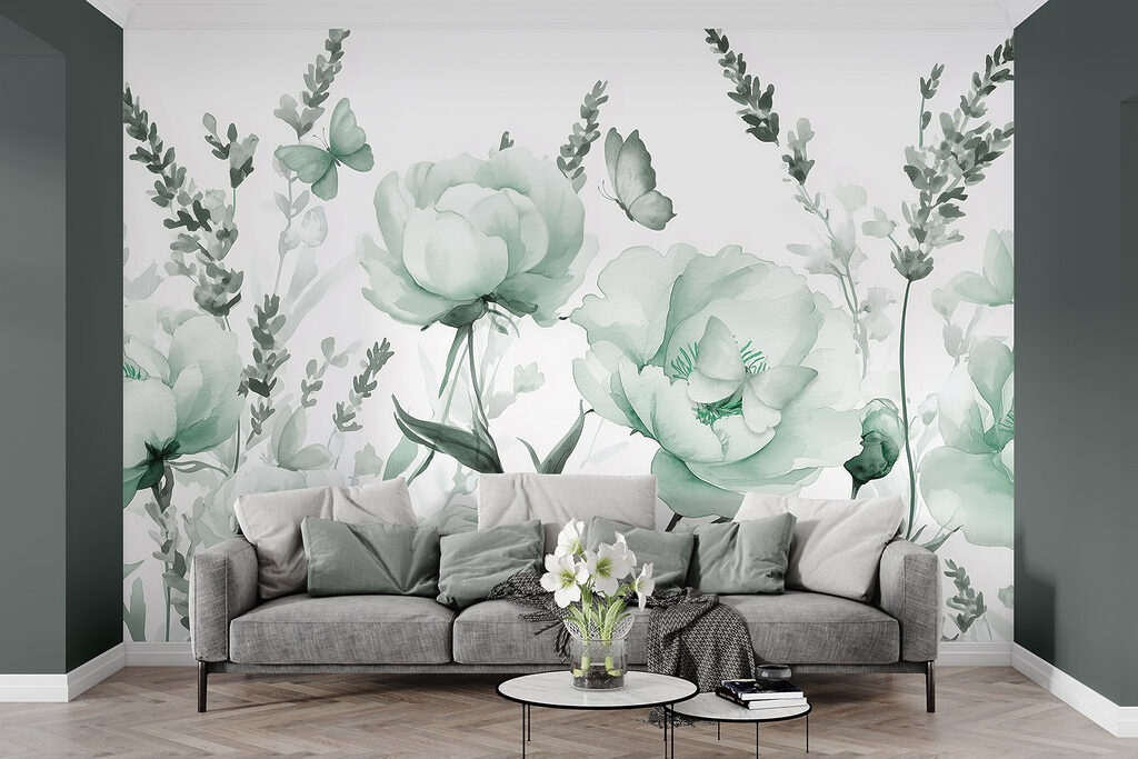 Vlinders tussen volle bloemen — interieur 3