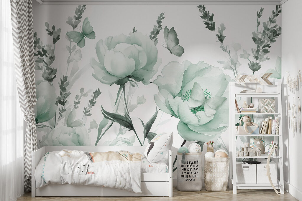 Vlinders tussen volle bloemen — interieur 5