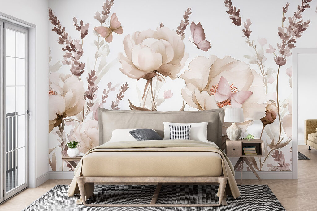 Schilderij van bloemen en vlinders — interieur 1