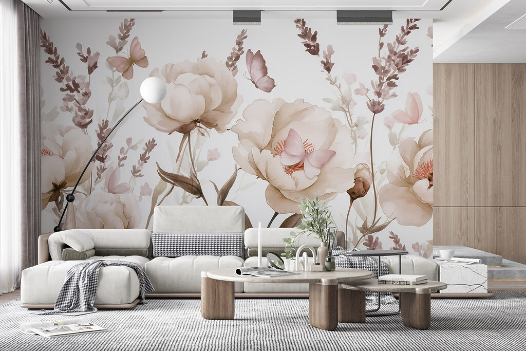 Schilderij van bloemen en vlinders — interieur 3