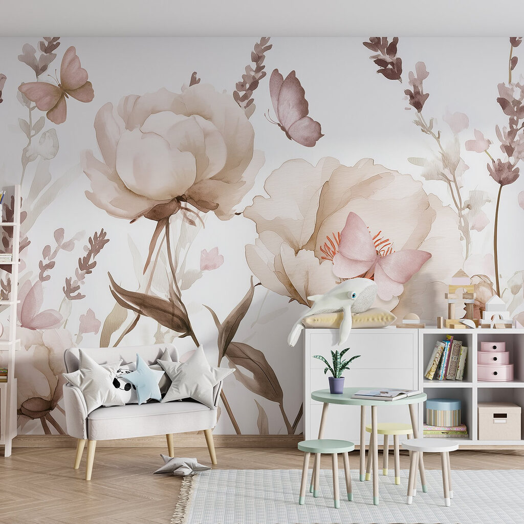 Schilderij van bloemen en vlinders — interieur 4