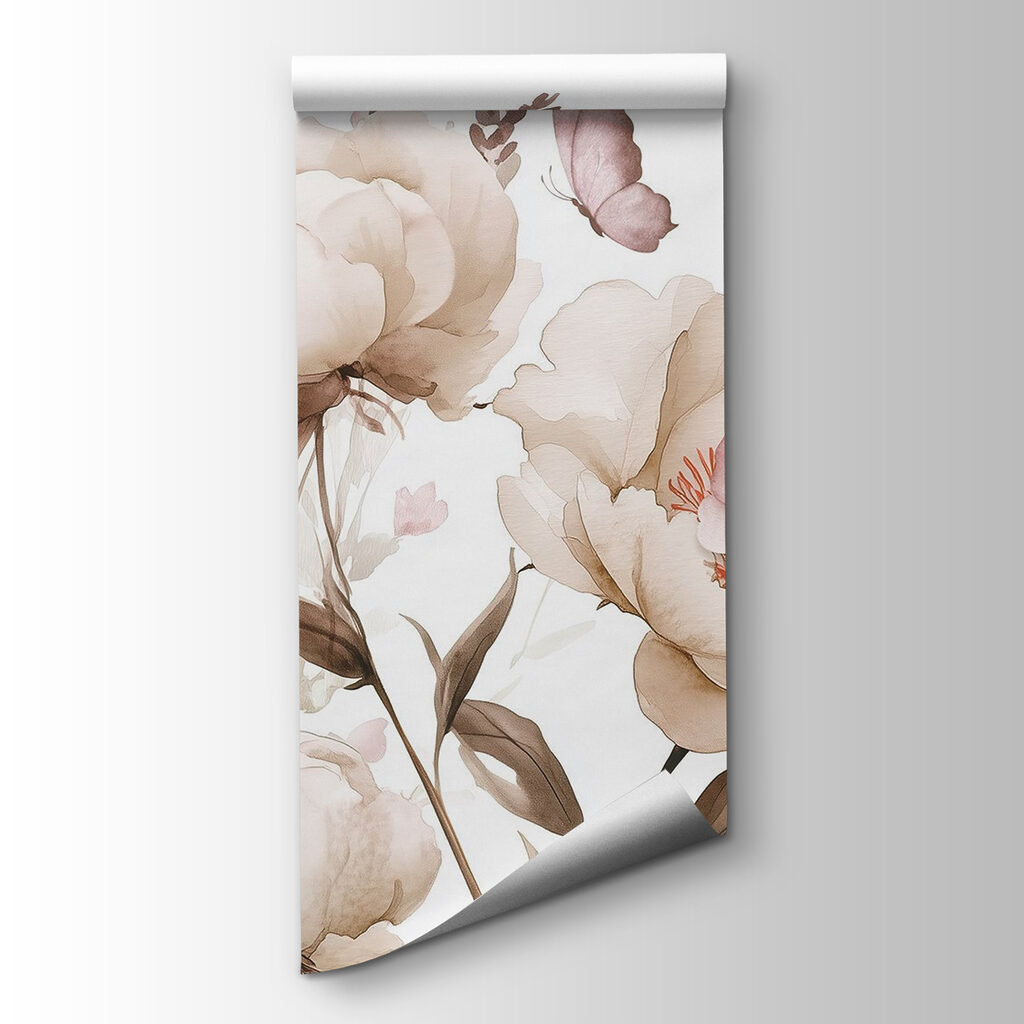 Schilderij van bloemen en vlinders — productweergave