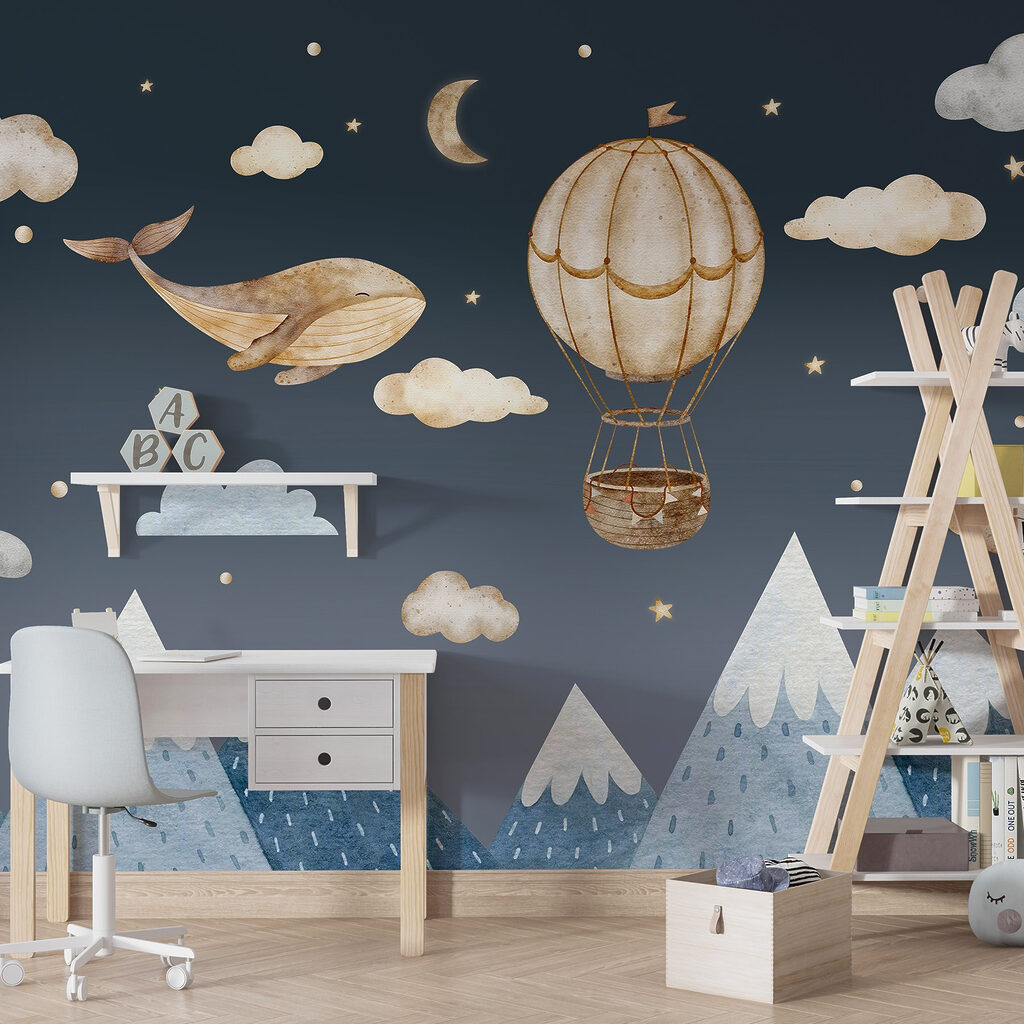 Walvisballon boven besneeuwde bergen — interieur 3