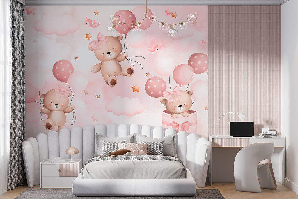 Groep teddyberen die ballonnen vasthouden — interieur 3