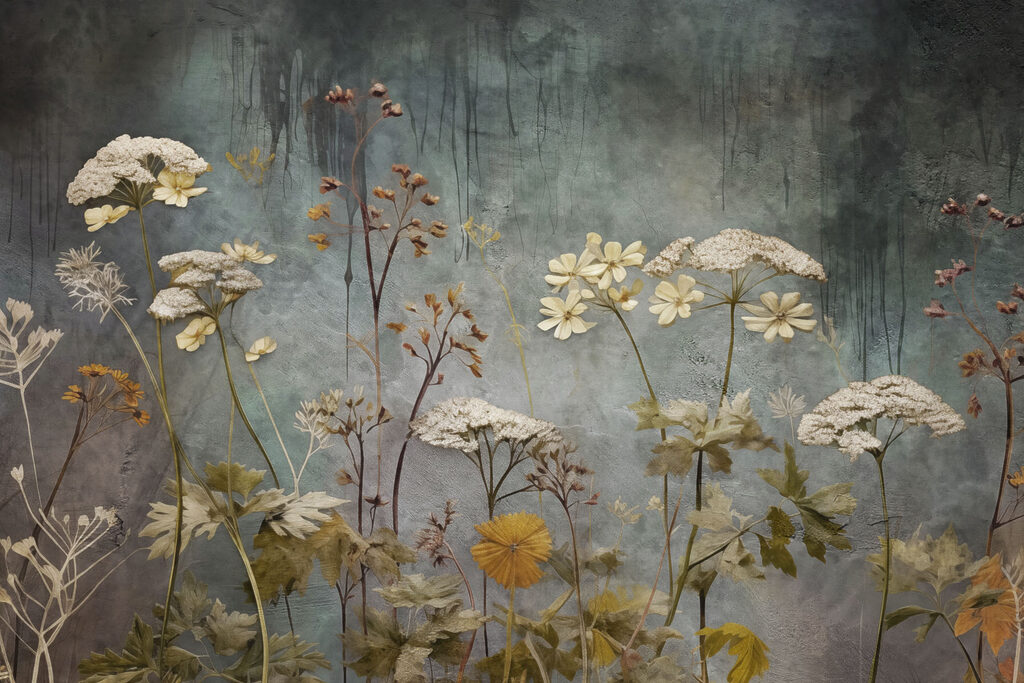 Veldbloemen voor donkerblauw — volledig ontwerp