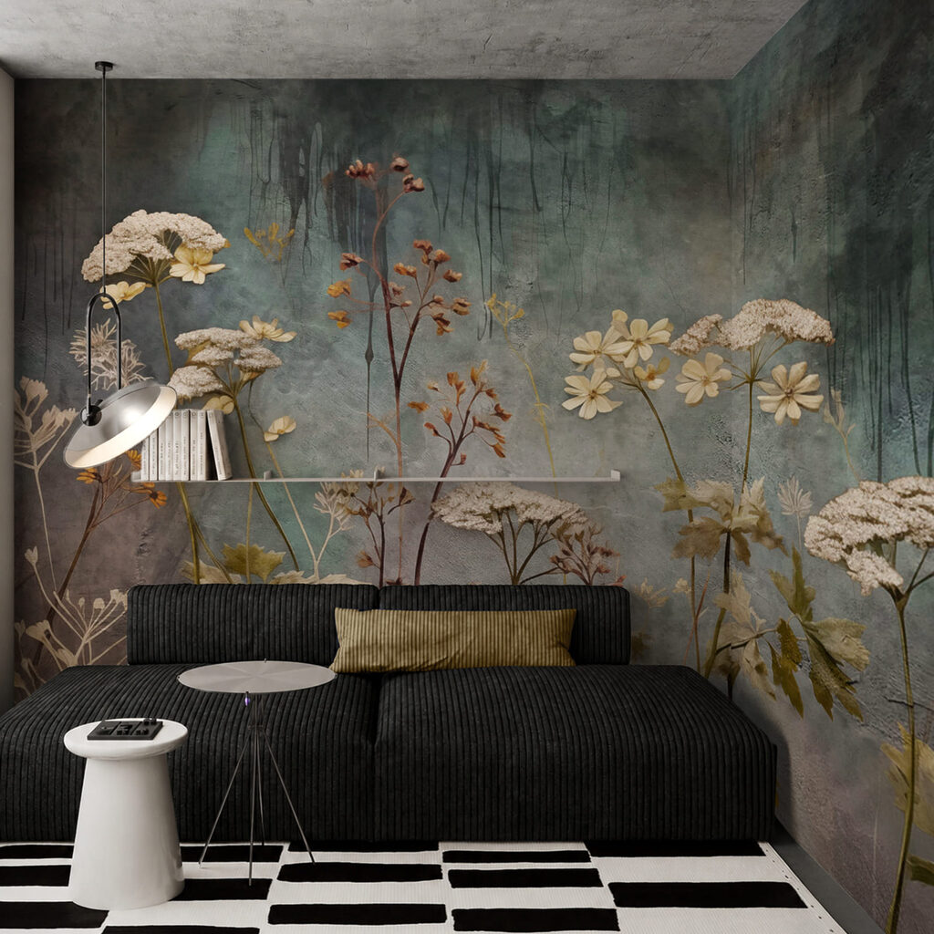 Veldbloemen voor donkerblauw — interieur 3