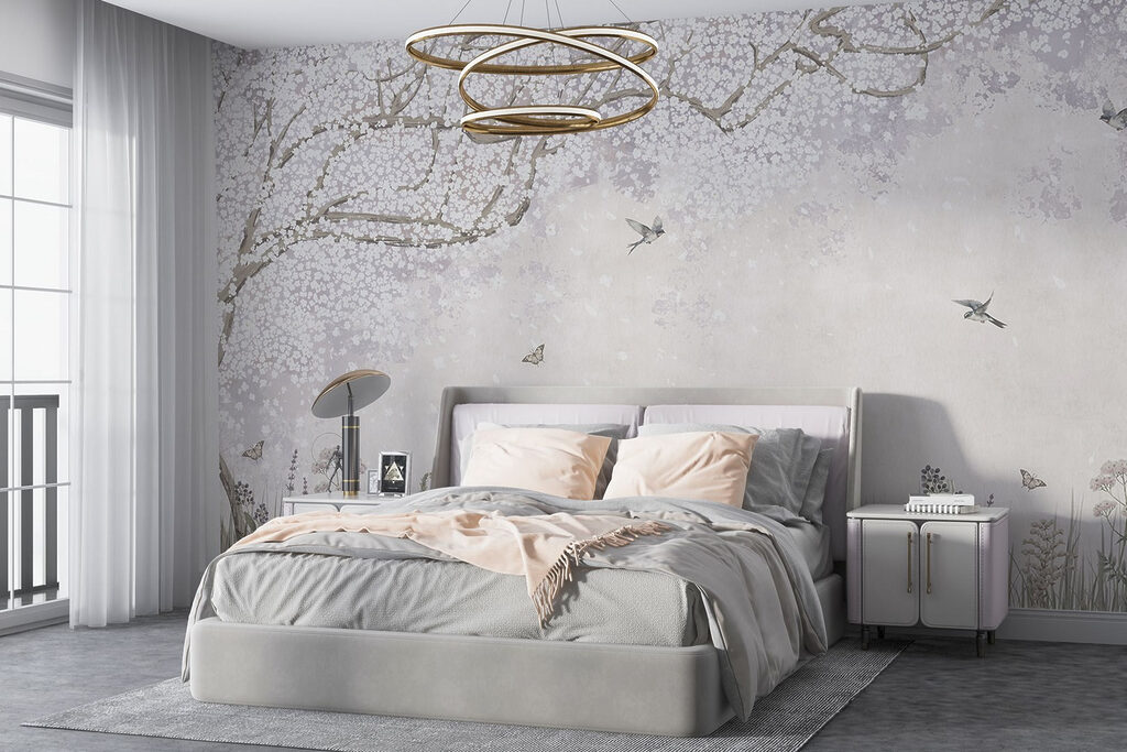 Vogels langs een bloesemboom — interieur 2