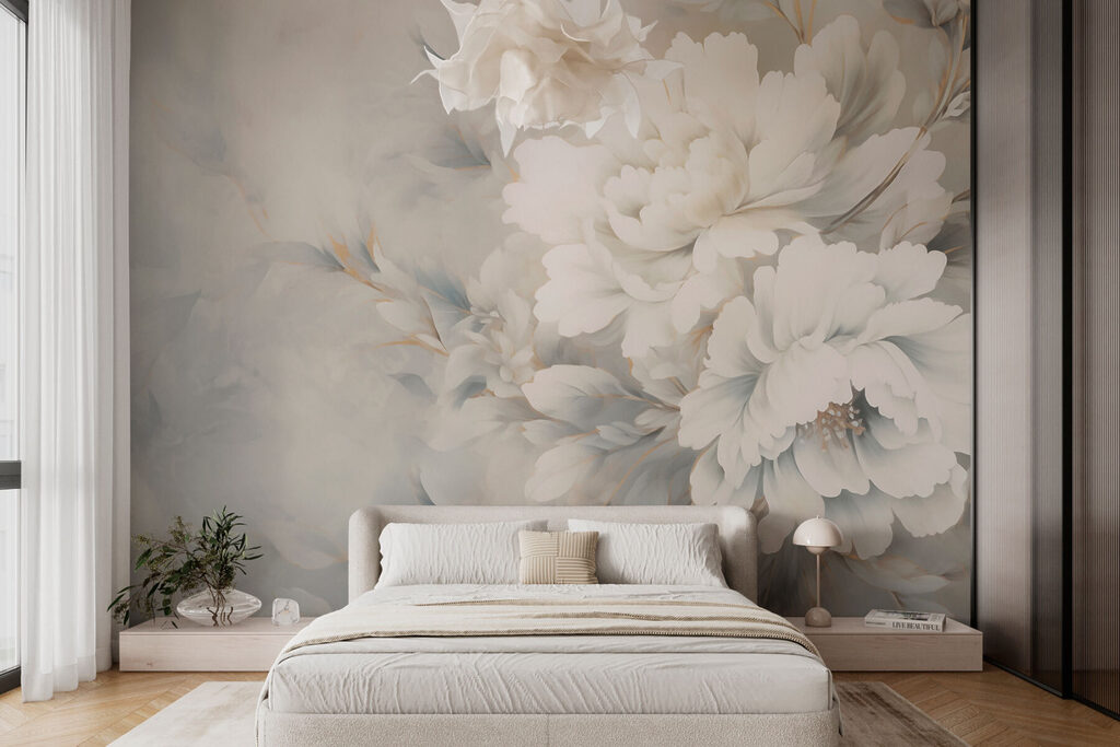 Witte pioenen rechts — interieur 1