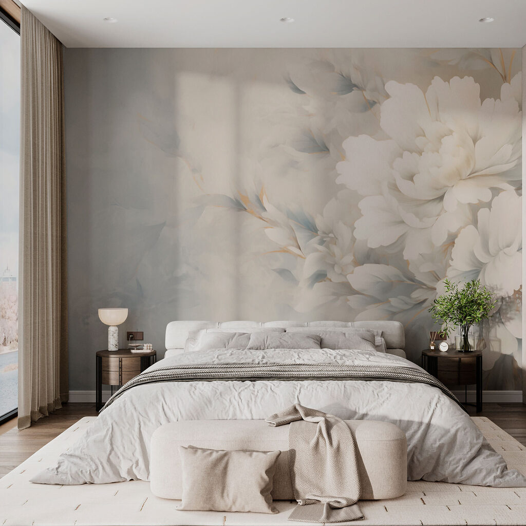 Witte pioenen rechts — interieur 2