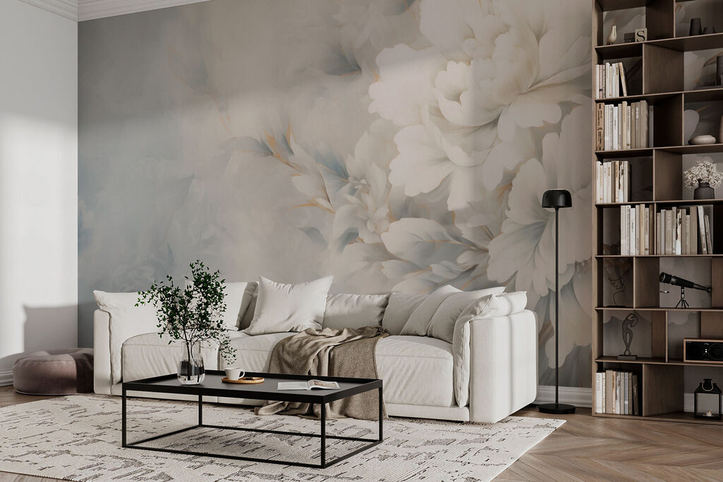 Witte pioenen rechts — interieur 3