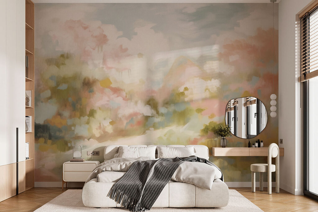 Schilderij van een landschap in een interieur
