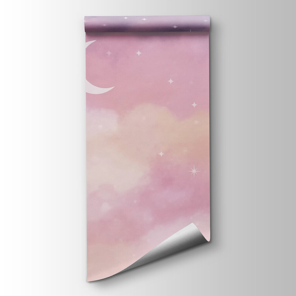 Maan tussen roze wolkensluiers — productweergave