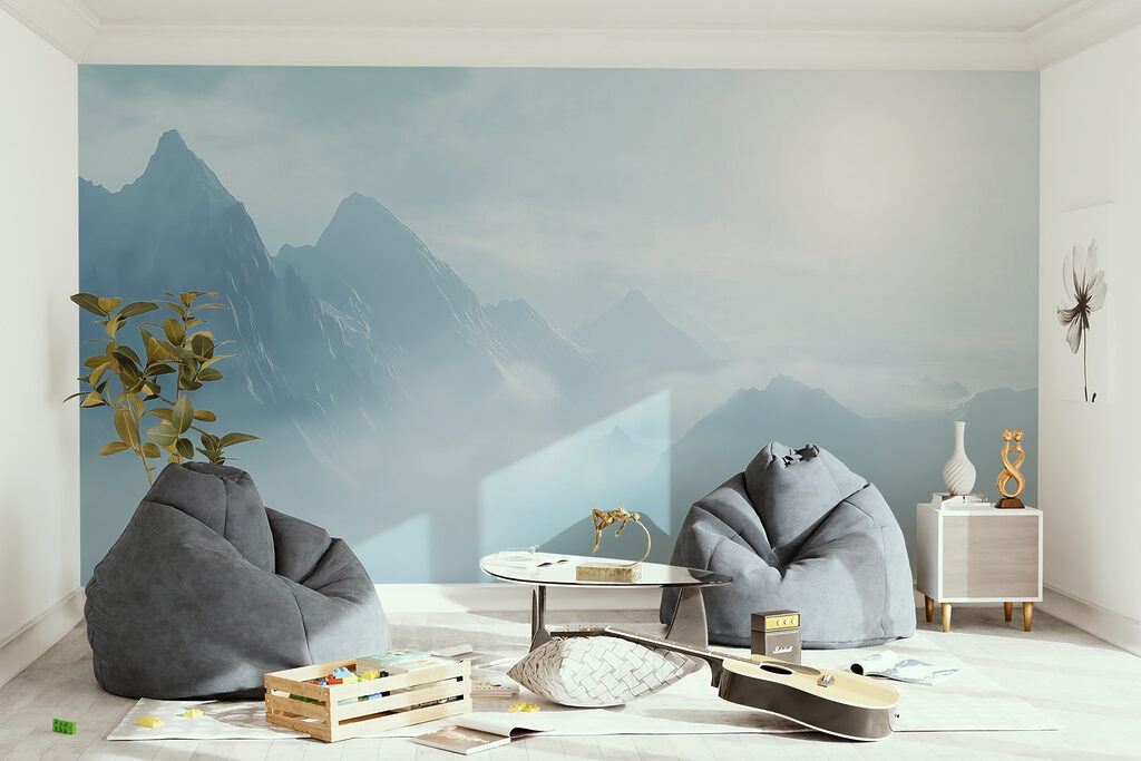Blauwe bergen in zonmist — interieur 1