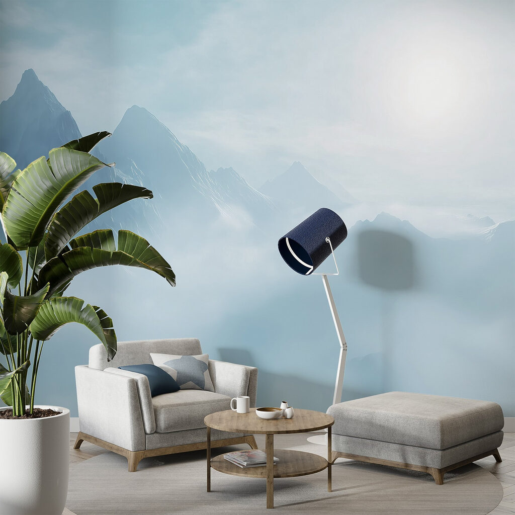 Blauwe bergen in zonmist — interieur 2