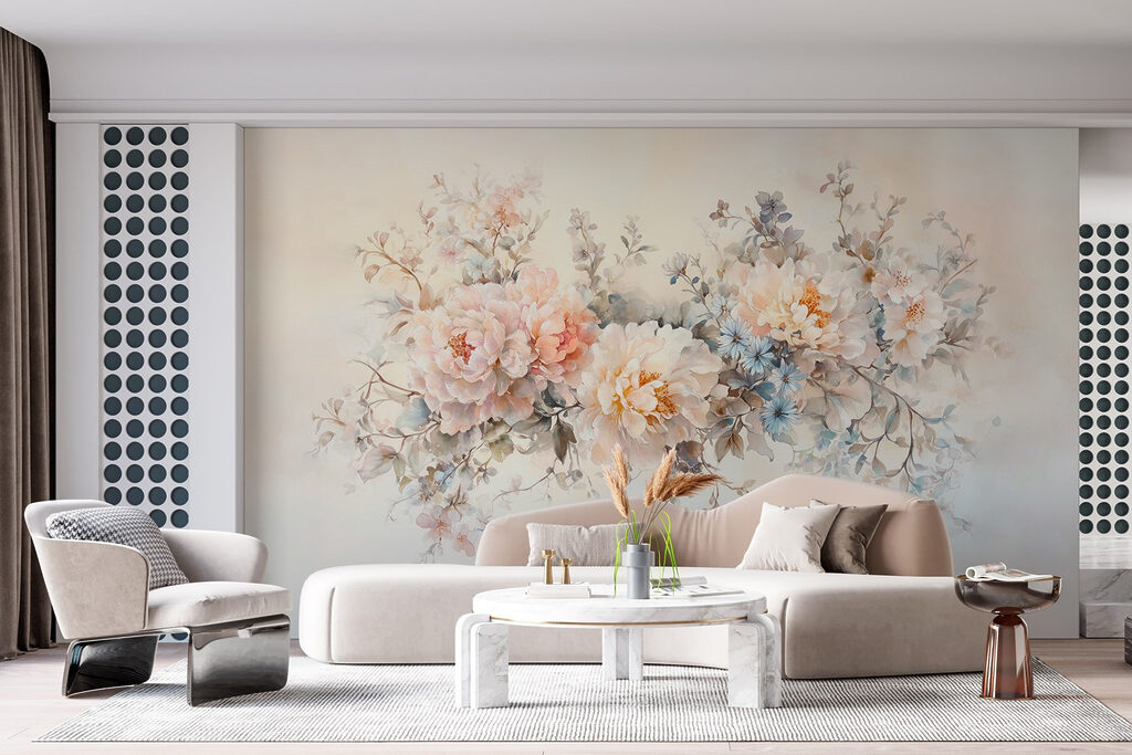 Bloemenboeket in tere verf — interieur 3