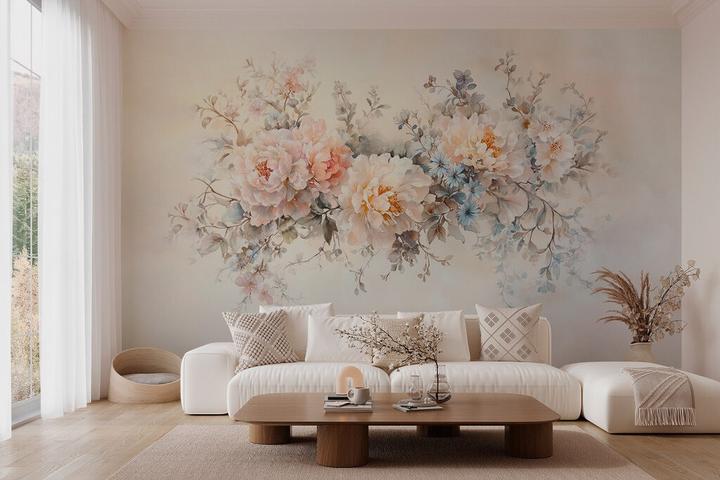 Bloemenboeket in tere verf — interieur 4