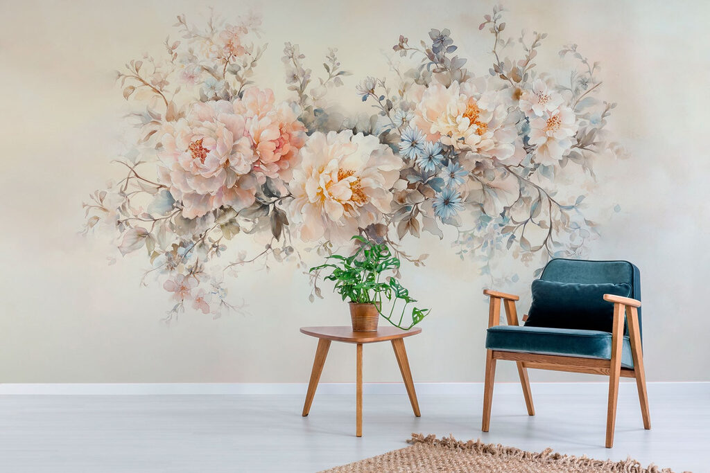 Bloemenboeket in tere verf — interieur 5