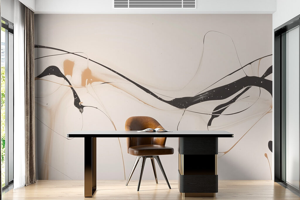 Zwarte lijnen door lichtbeige — interieur 3
