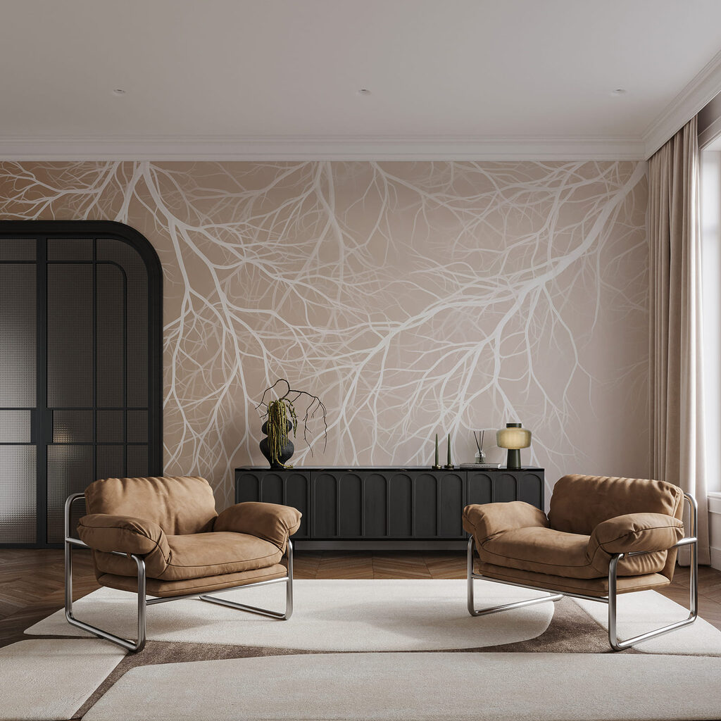 Witte takken hangen neer — interieur 2