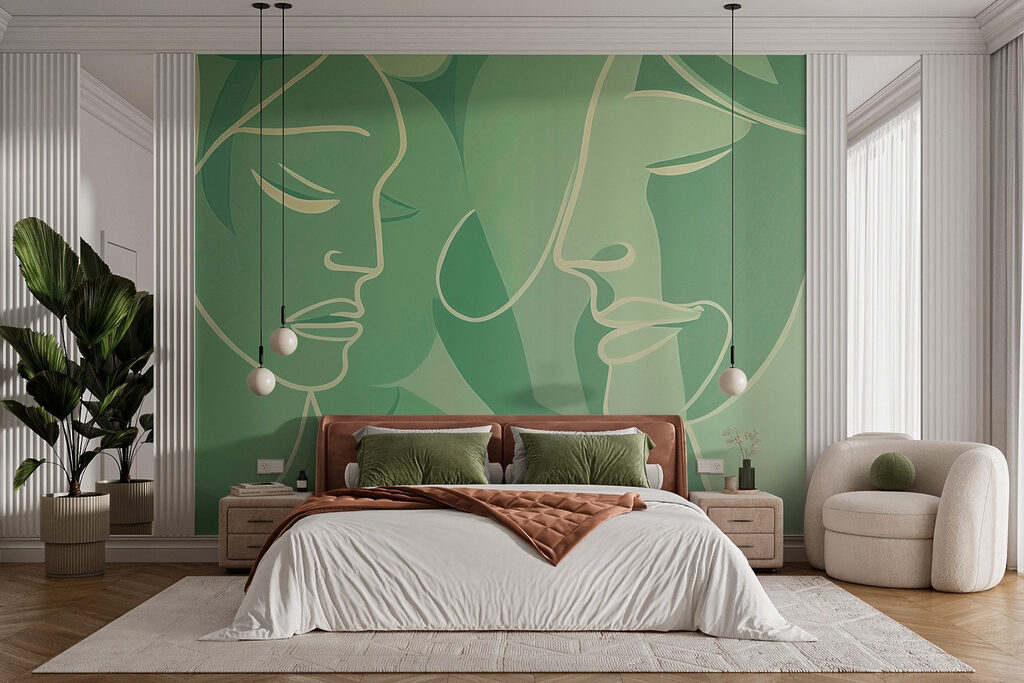Gezichten in groene vlakken — interieur 1