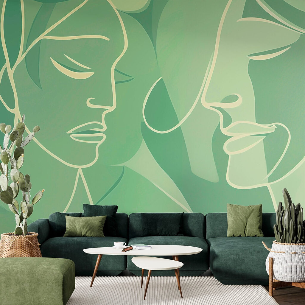 Gezichten in groene vlakken — interieur 2