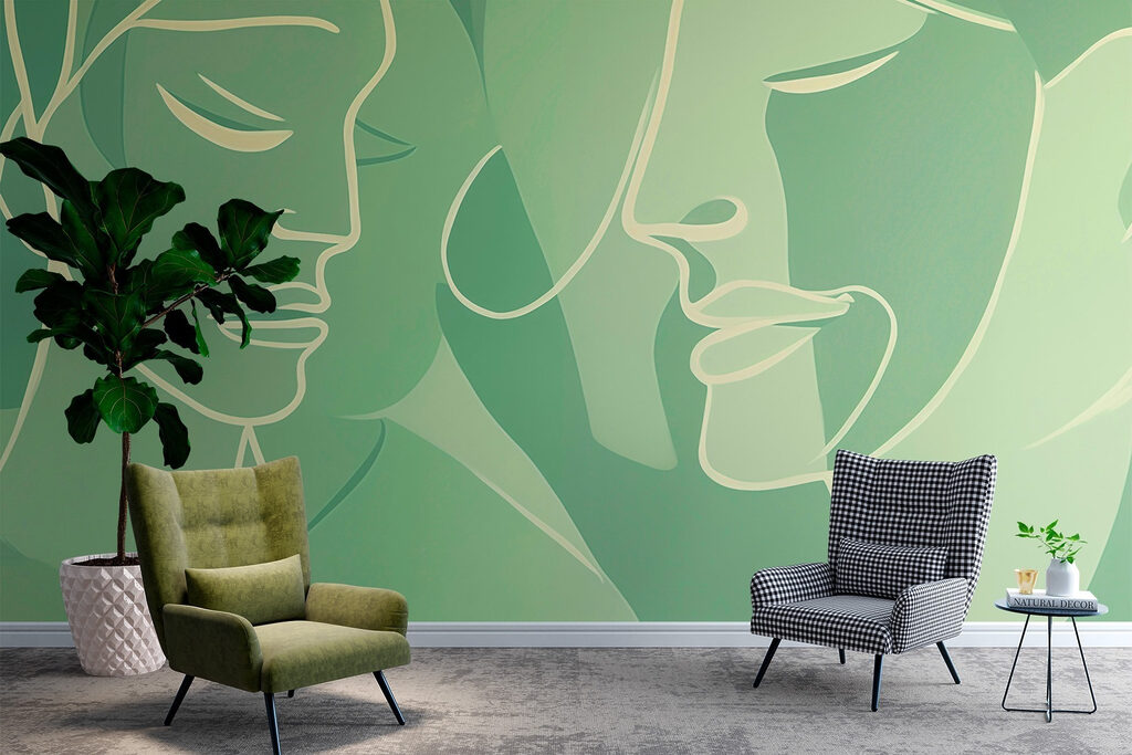 Gezichten in groene vlakken — interieur 3