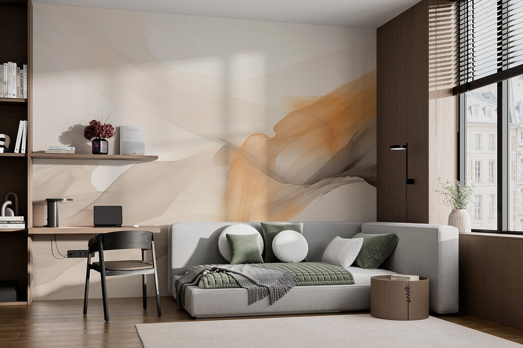 Oker stroomt door grijs — interieur 2