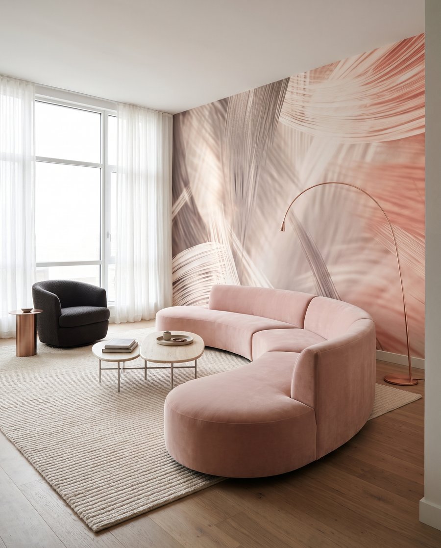 Roze vegen naast grijs — interieur 4