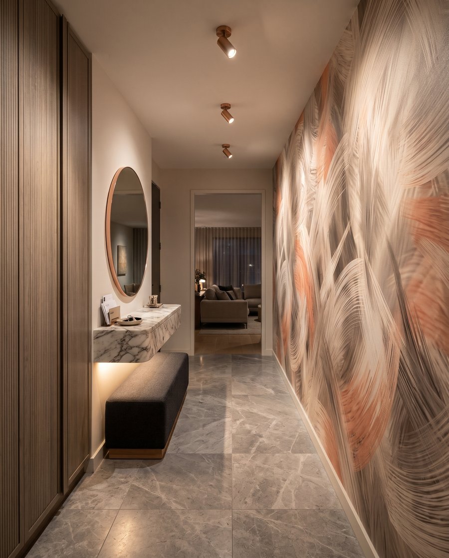 Roze vegen naast grijs — interieur 5