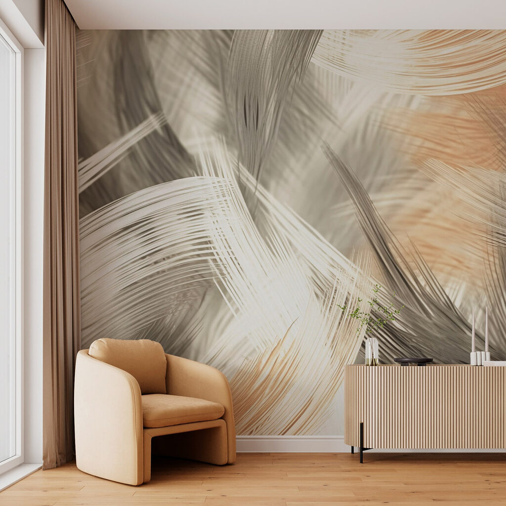 Zachte tinten in vloeiende beweging in een interieur