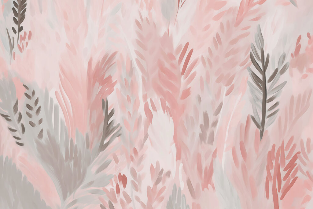 Roze pluimen tussen grijs — volledig ontwerp