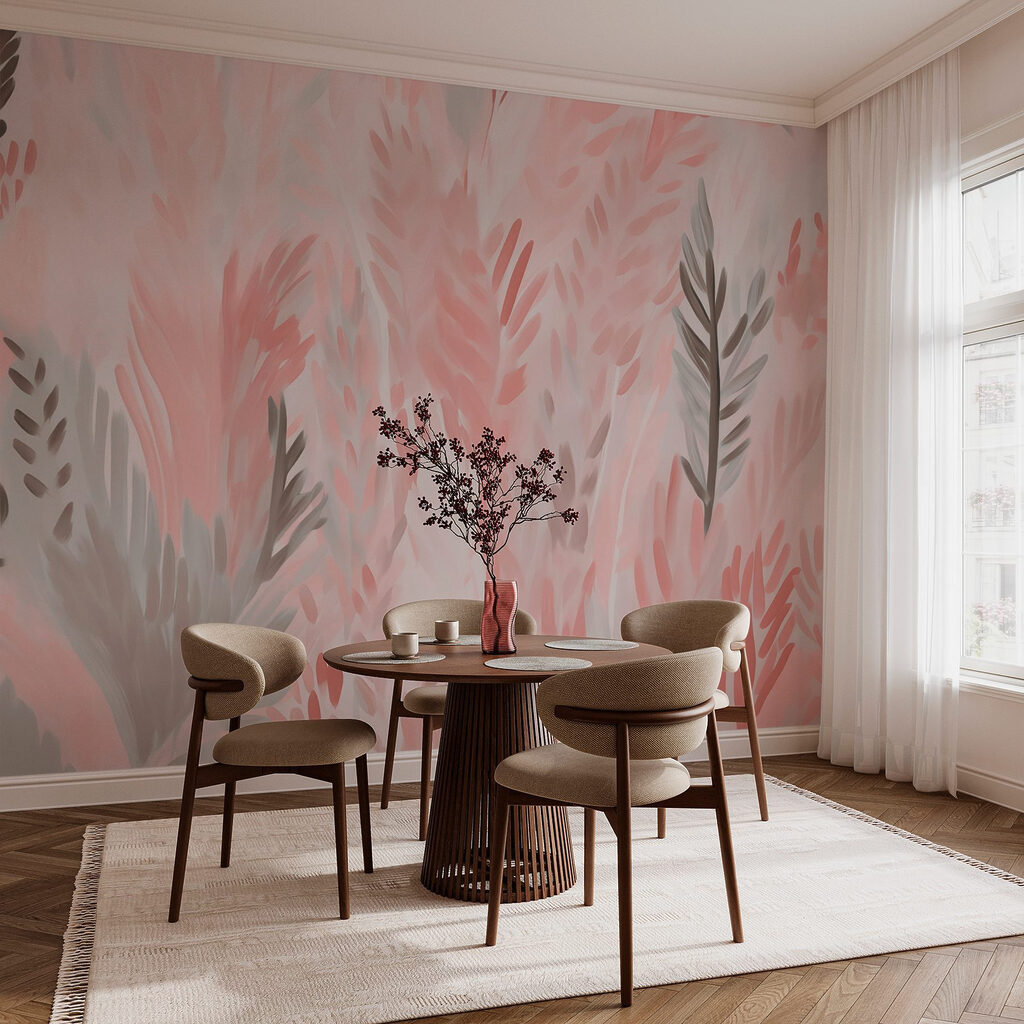 Roze pluimen tussen grijs — interieur 2