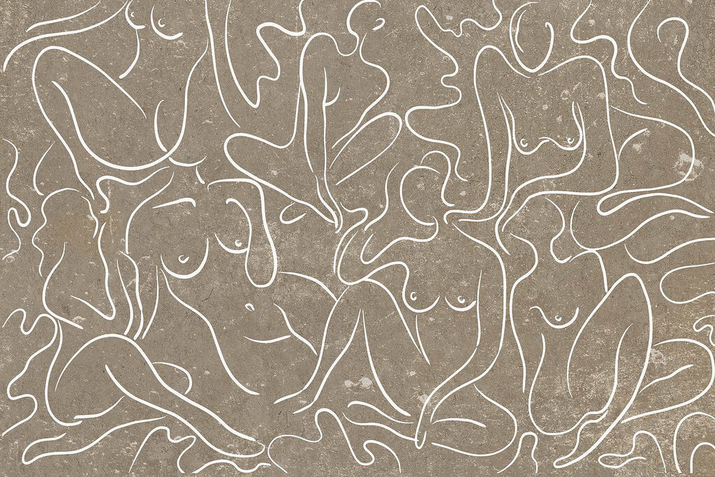 Vrouwen in witte lijnkunst — volledig ontwerp