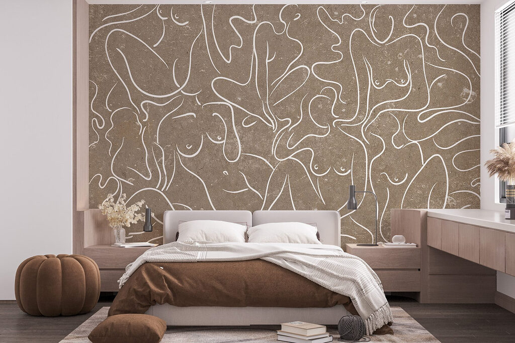 Vrouwen in witte lijnkunst — interieur 1