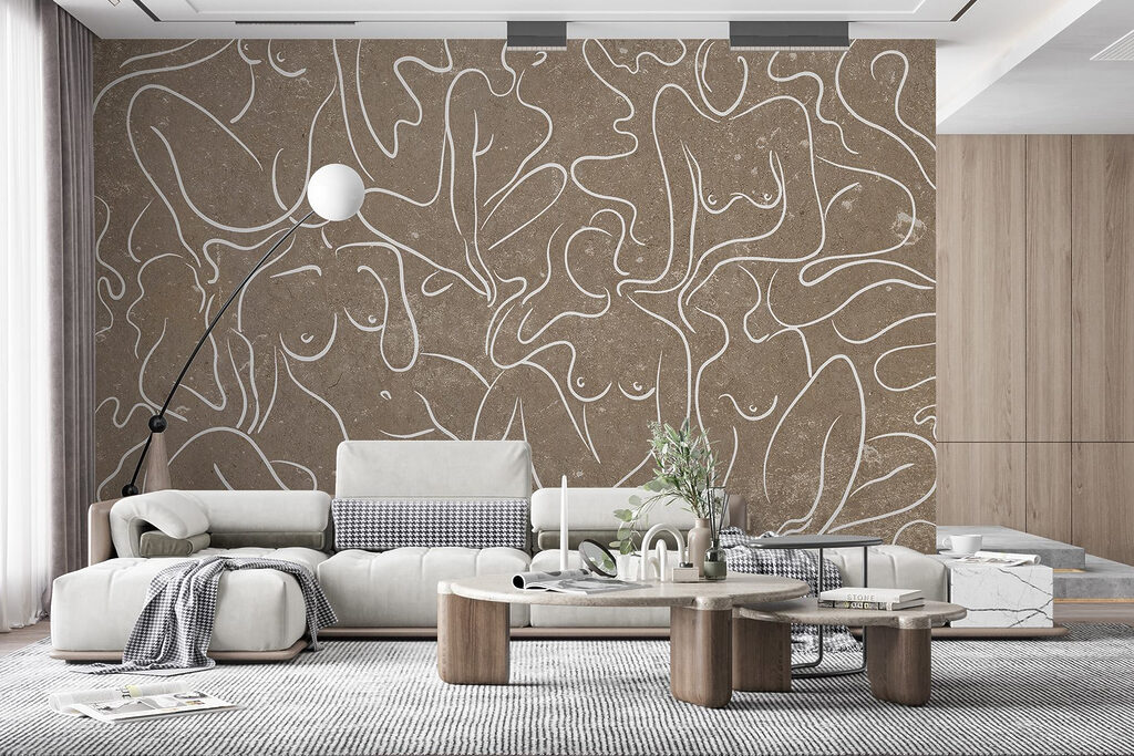 Vrouwen in witte lijnkunst — interieur 2