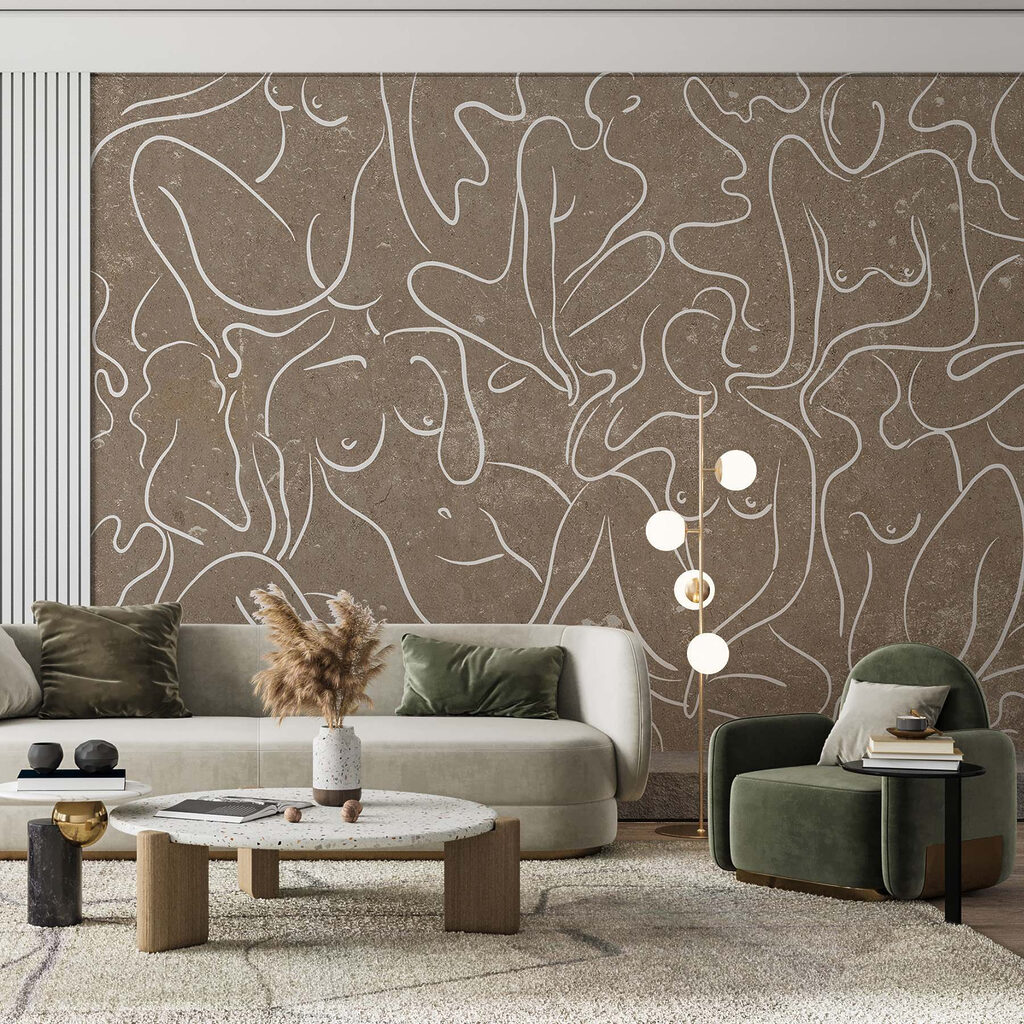 Vrouwen in witte lijnkunst — interieur 3