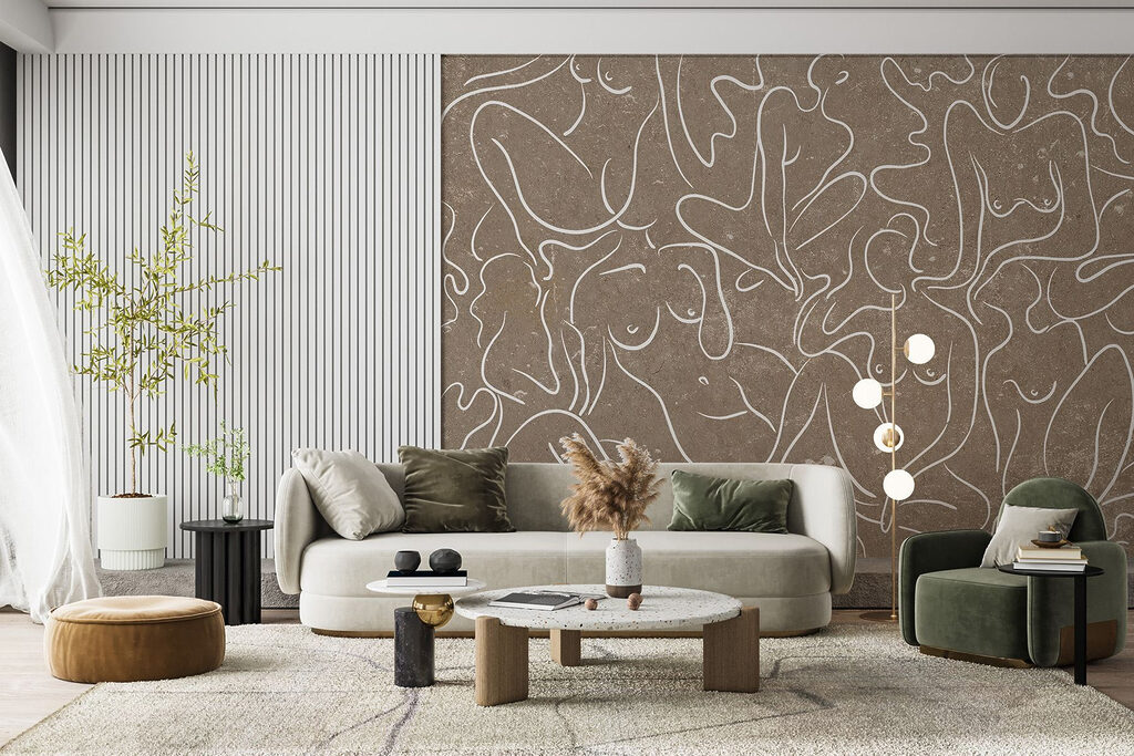 Vrouwen in witte lijnkunst — interieur 4