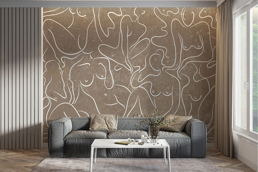 Vrouwen in witte lijnkunst — interieur 5
