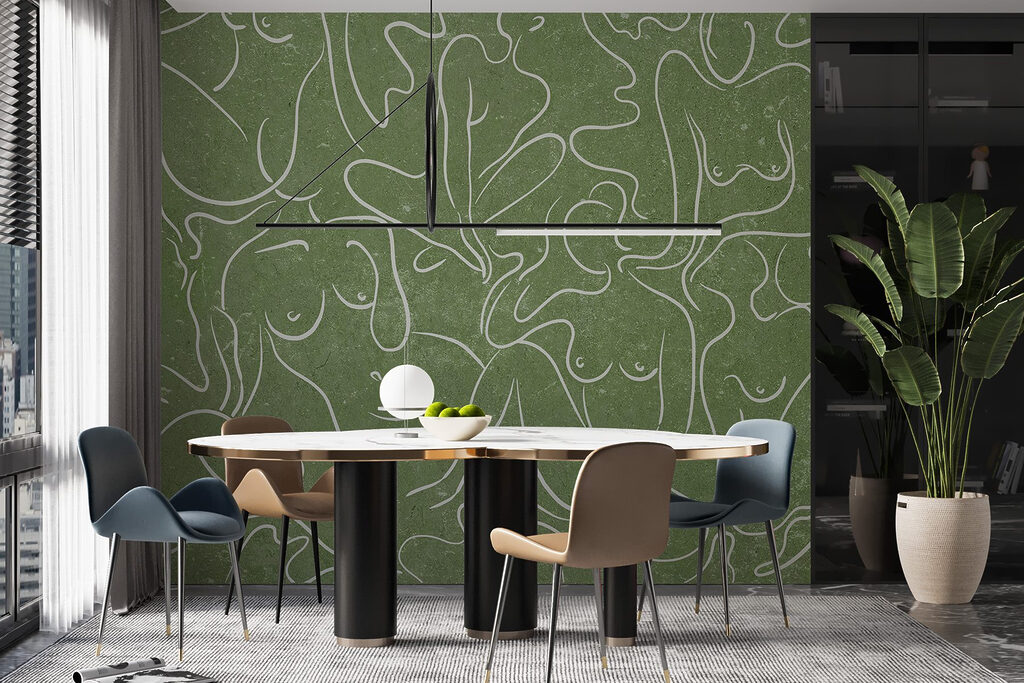 Figuren in kronkelende lijnen — interieur 4