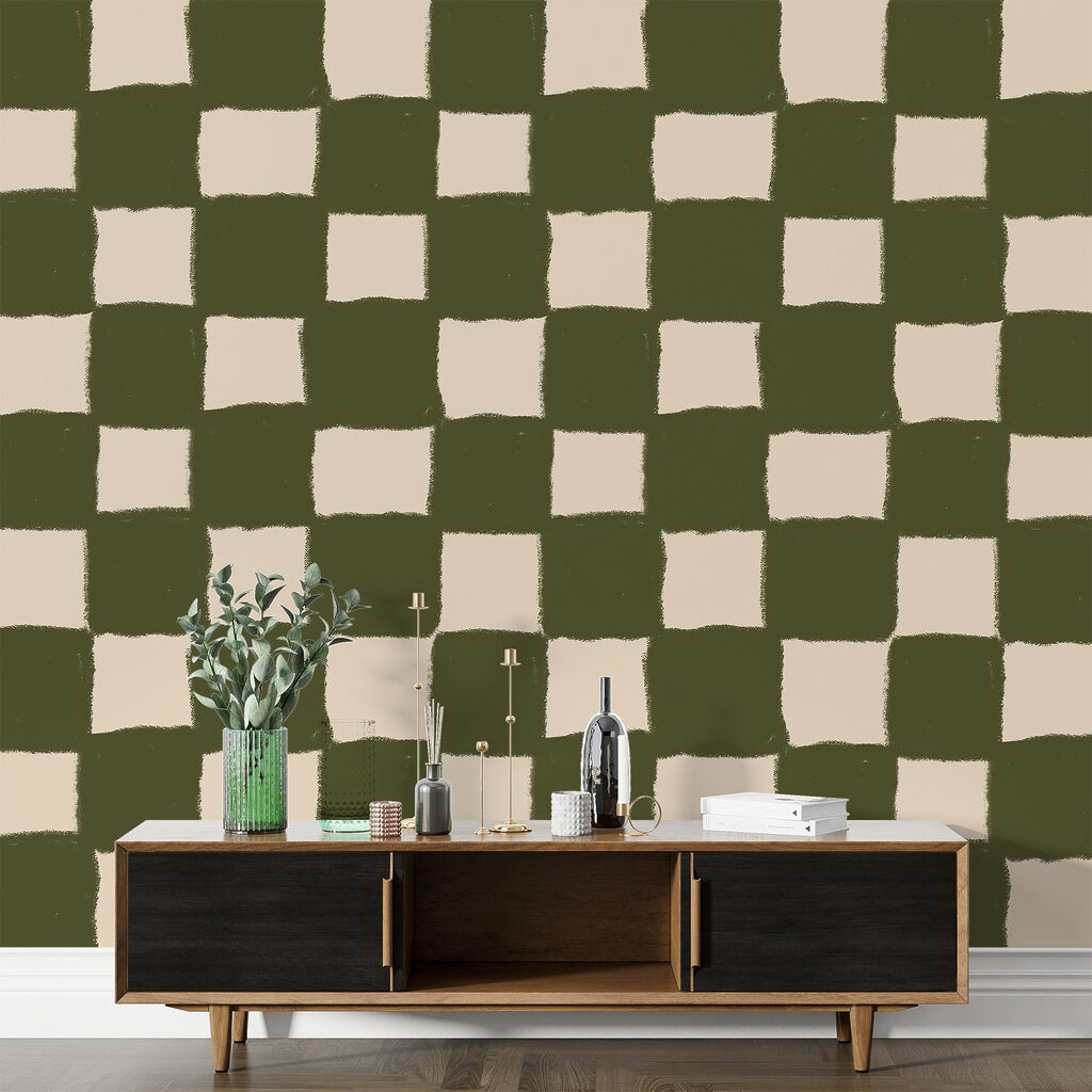 Ongelijke ruitjes in olijfgroen — interieur 1