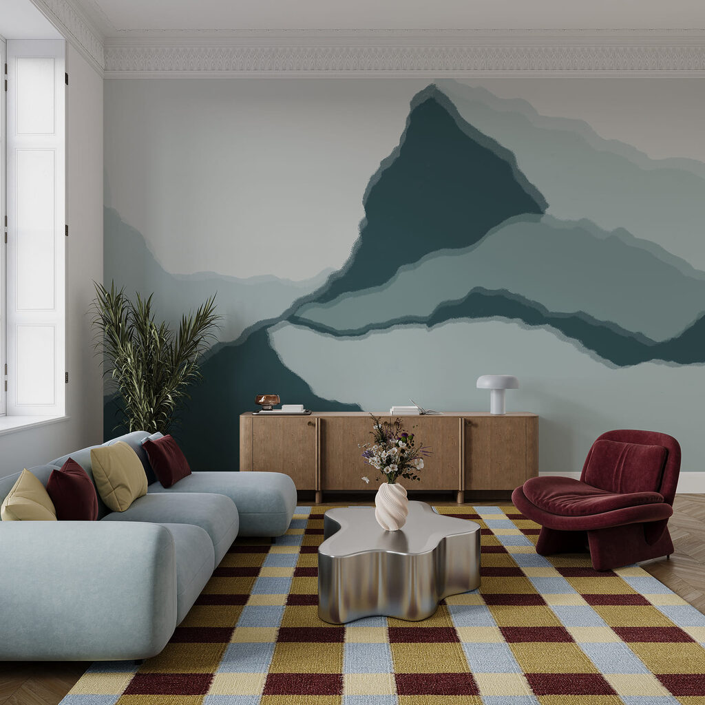 Blauwgrijze lagen als bergtoppen — interieur 1