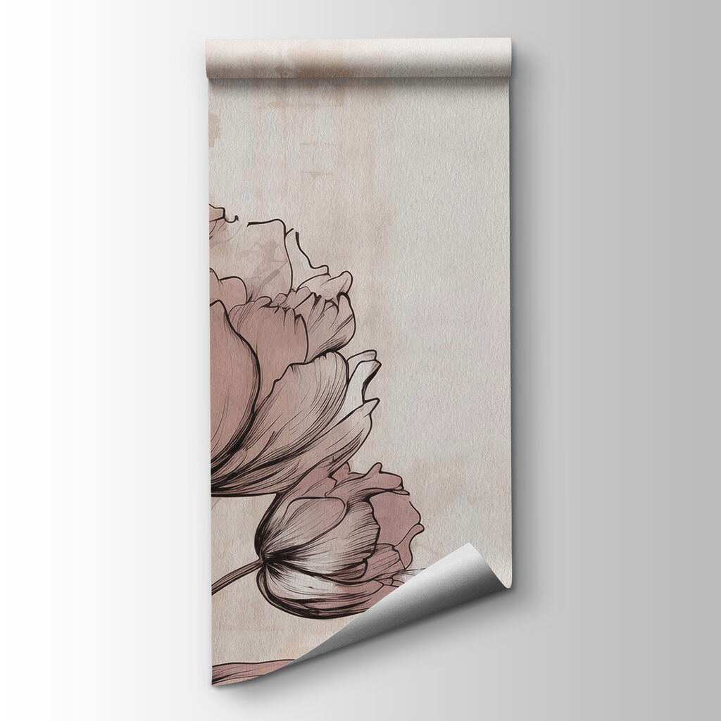 Bloemlijnen op verweerd beige — productweergave